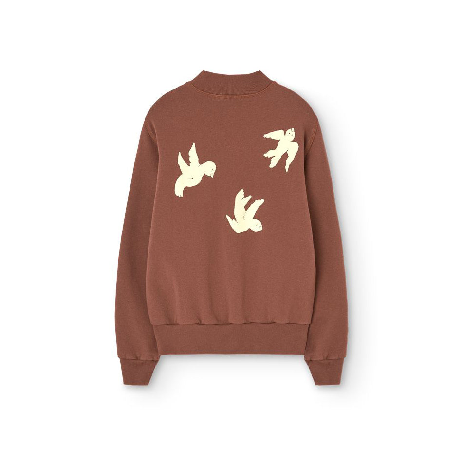 儿童棕色棉拉链夹克