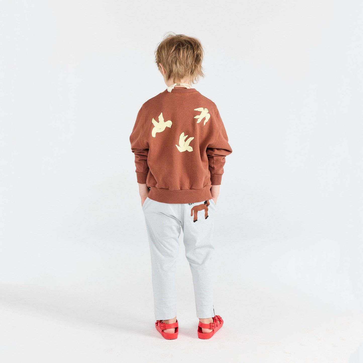 儿童棕色棉拉链夹克