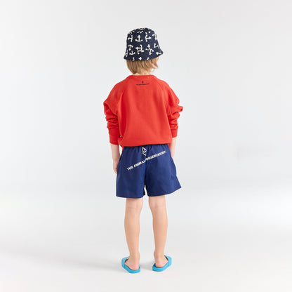 儿童红色印花棉卫衣