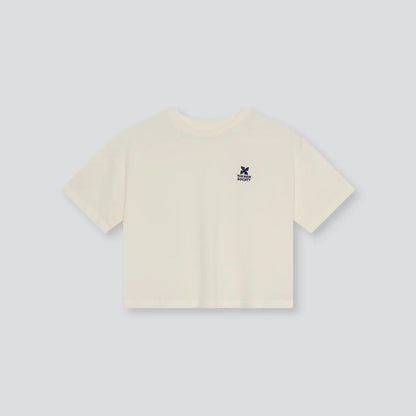 女童白色刺绣Logo棉T恤