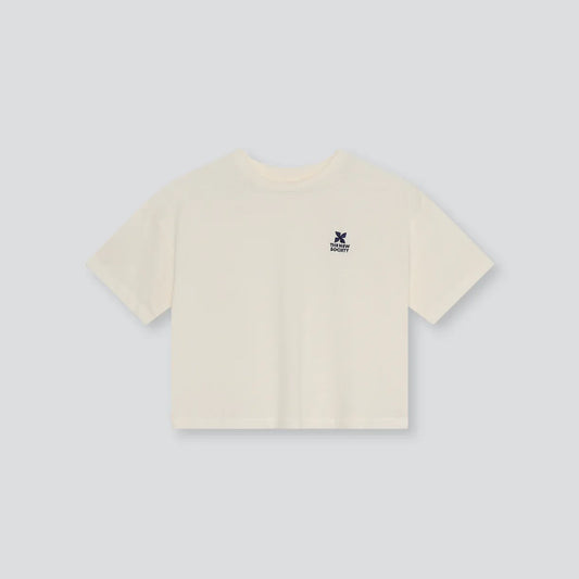 女童白色刺绣Logo棉T恤