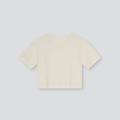 女童白色刺绣Logo棉T恤