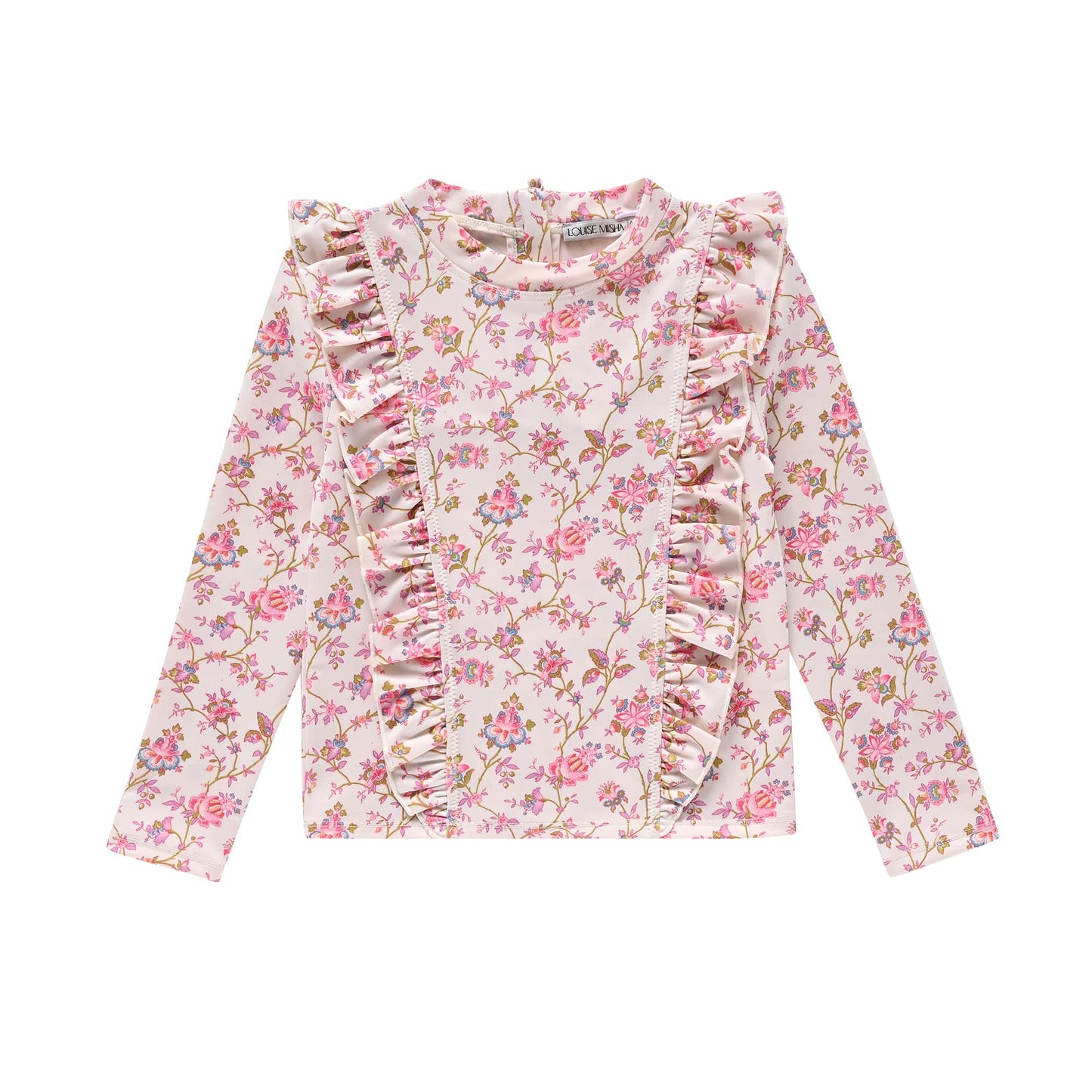 女童粉色碎花泳衣套装