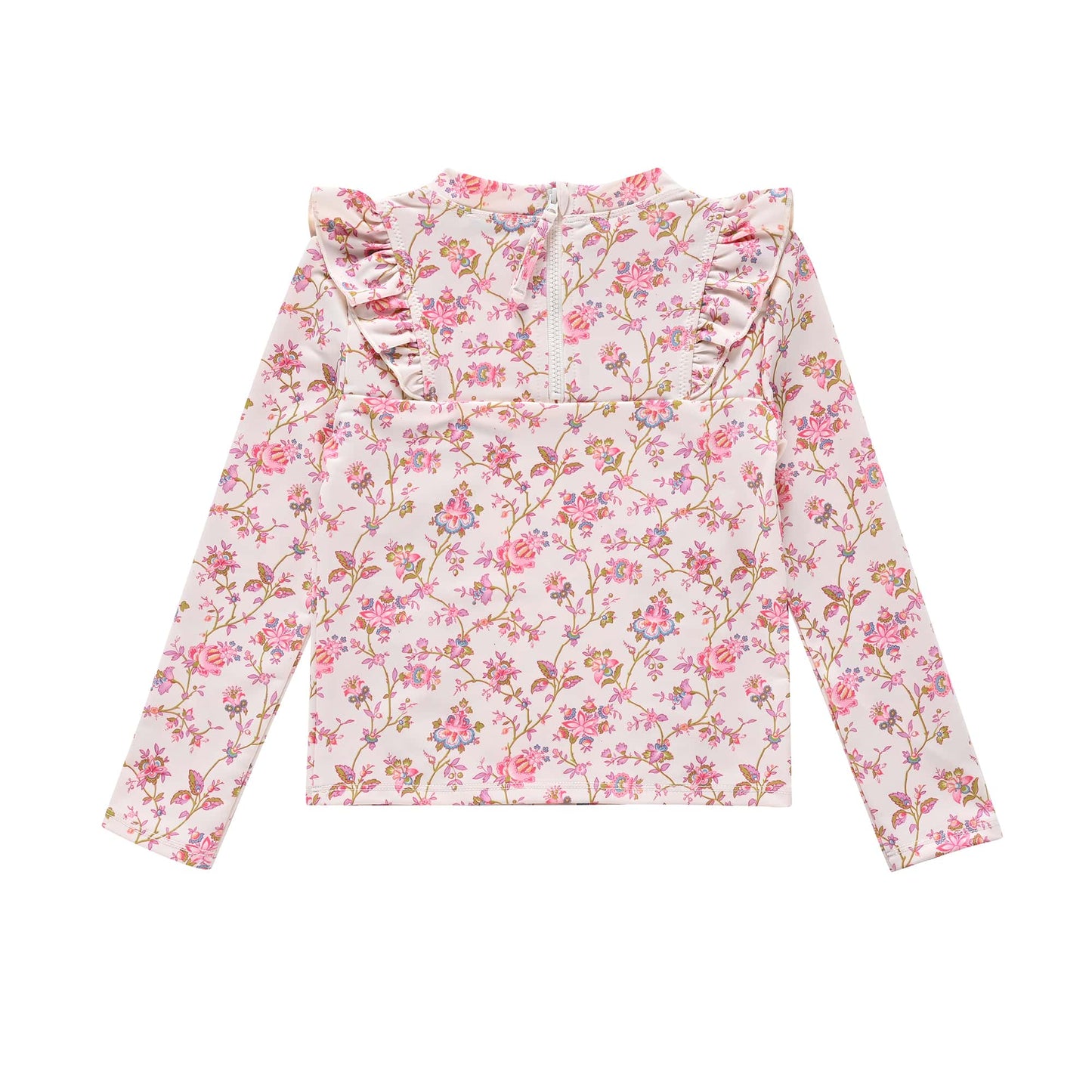 女童粉色碎花泳衣套装