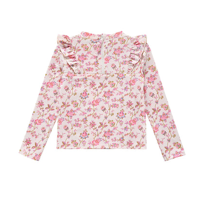 女童粉色碎花泳衣套装