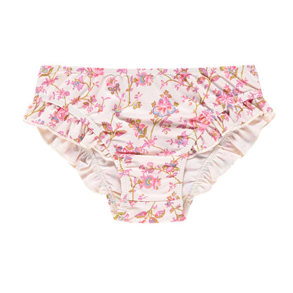 女童粉色碎花泳衣套装