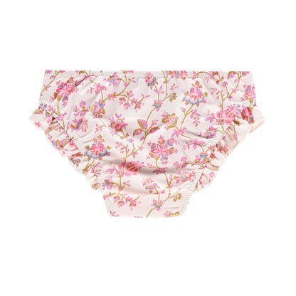 女童粉色碎花泳衣套装