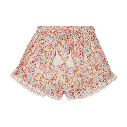 女童粉色碎花棉短裤