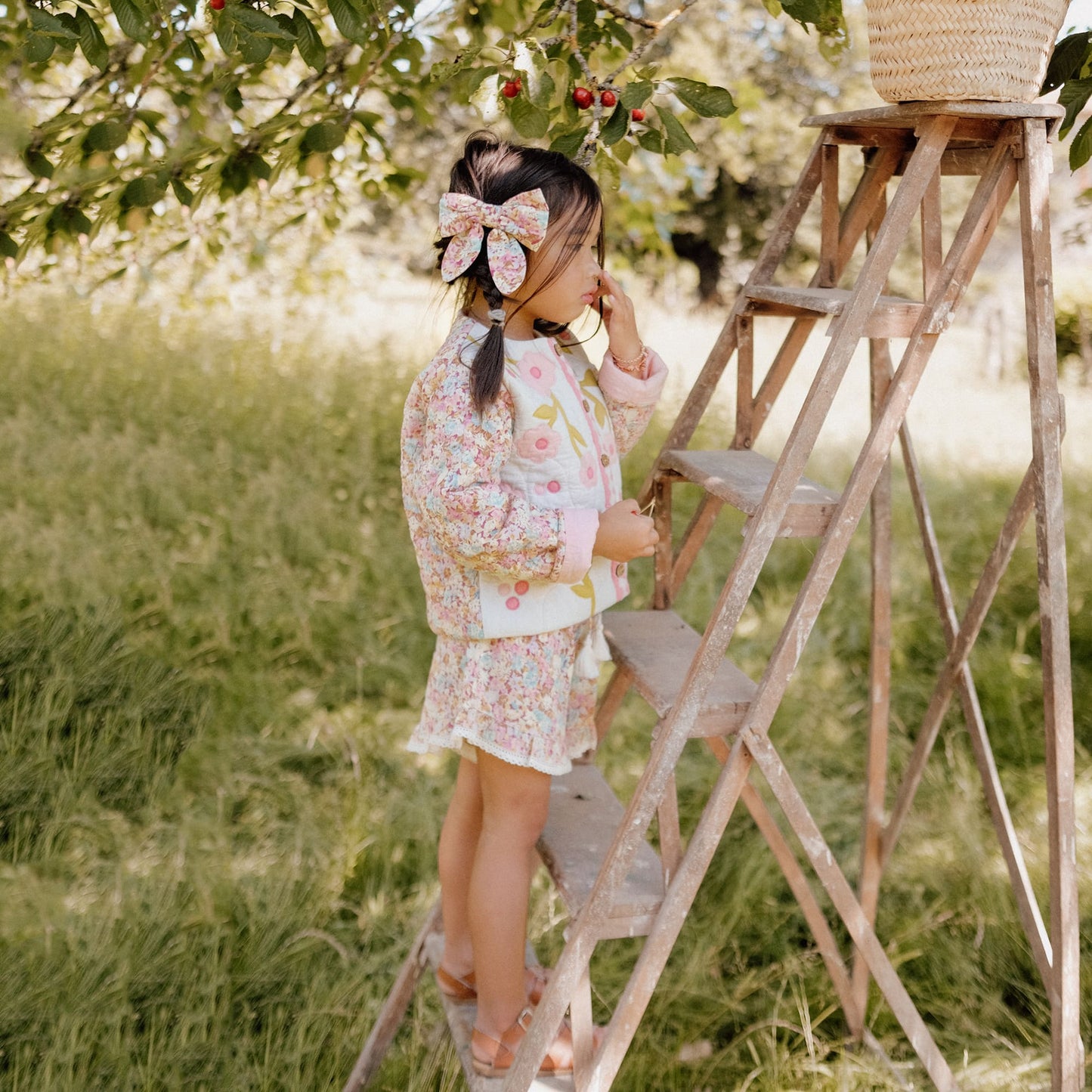 女童粉色碎花棉短裤