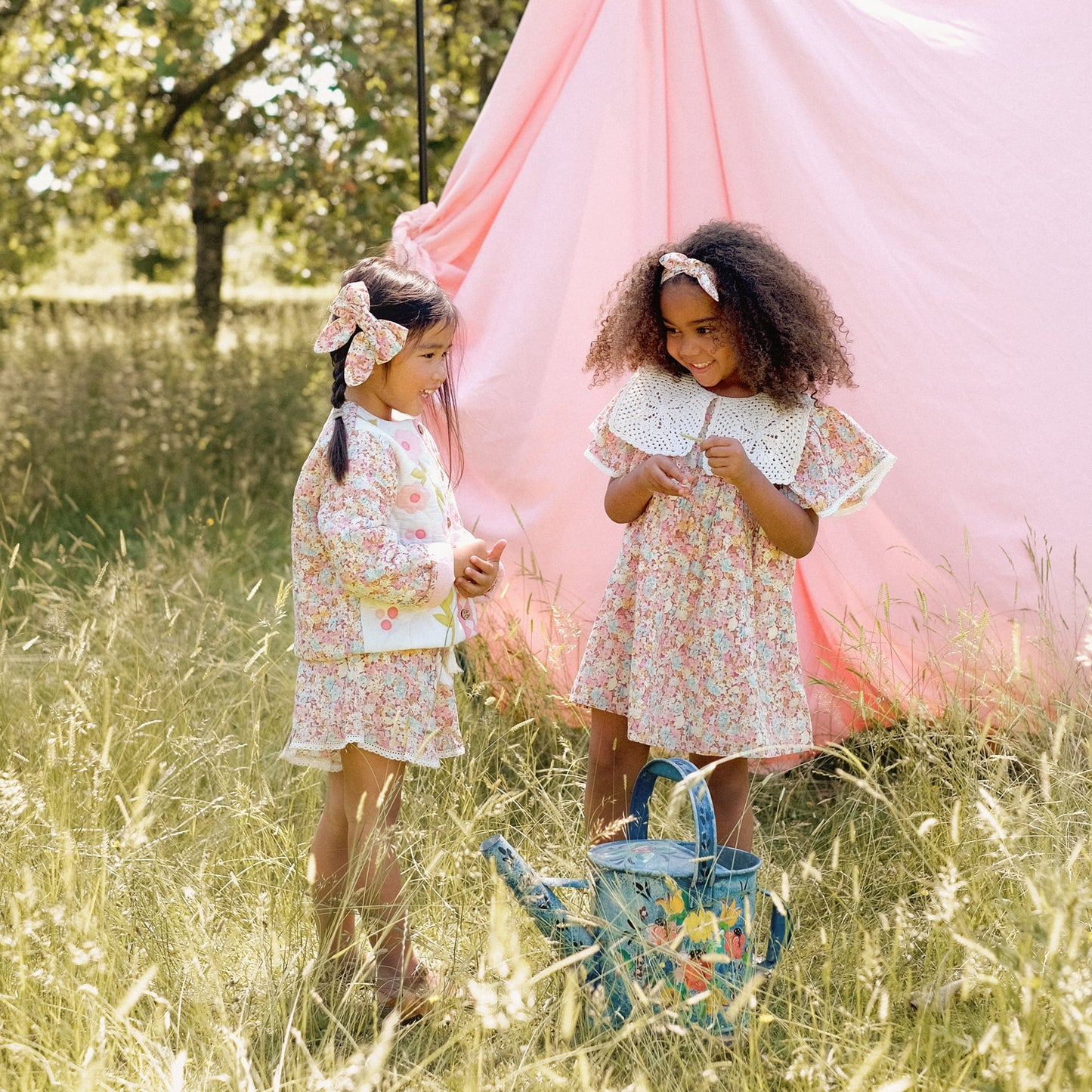 女童粉色碎花棉短裤