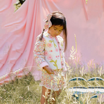 女童粉色碎花棉短裤