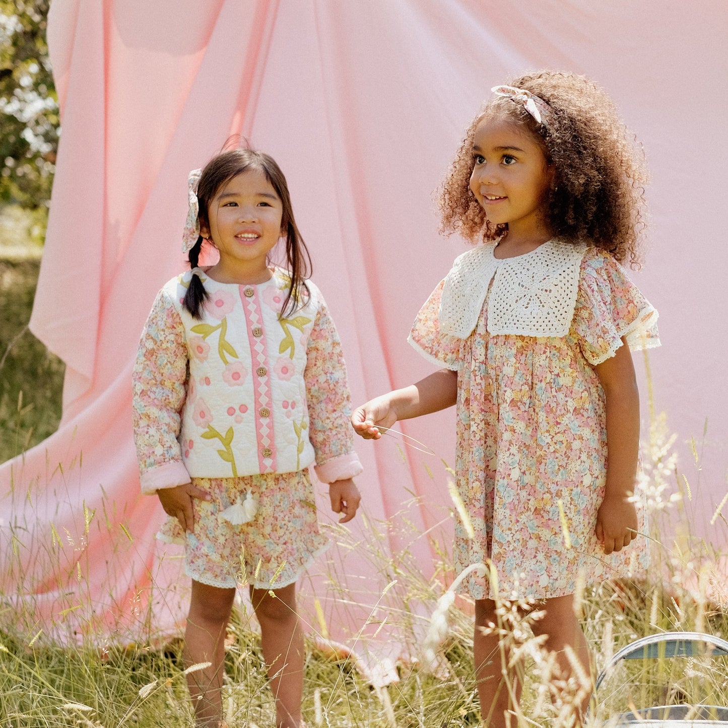 女童粉色碎花棉短裤