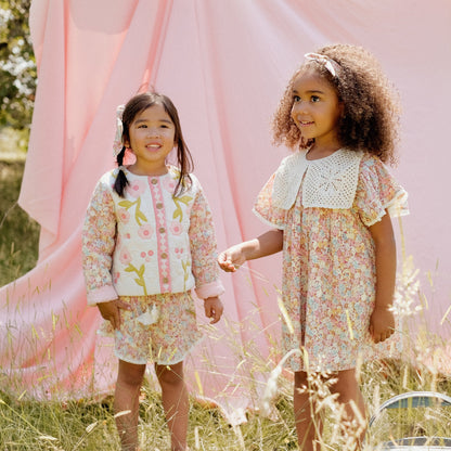 女童粉色碎花棉短裤