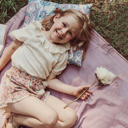 女童粉色碎花棉短裤