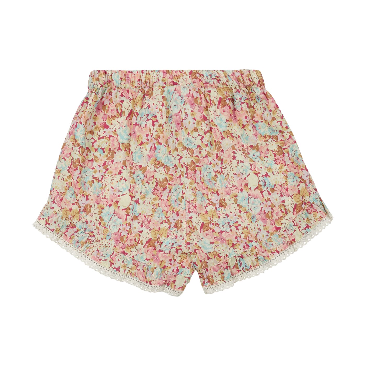 女童粉色碎花棉短裤