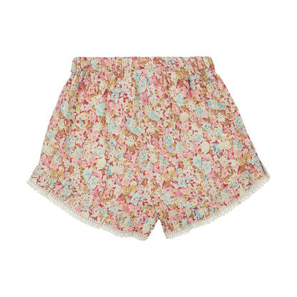 女童粉色碎花棉短裤