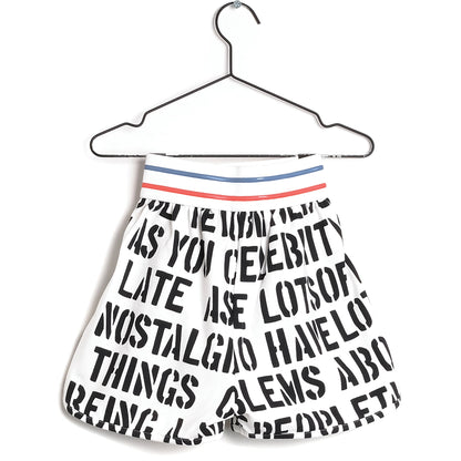 Girls White Printed Cotton Shorts