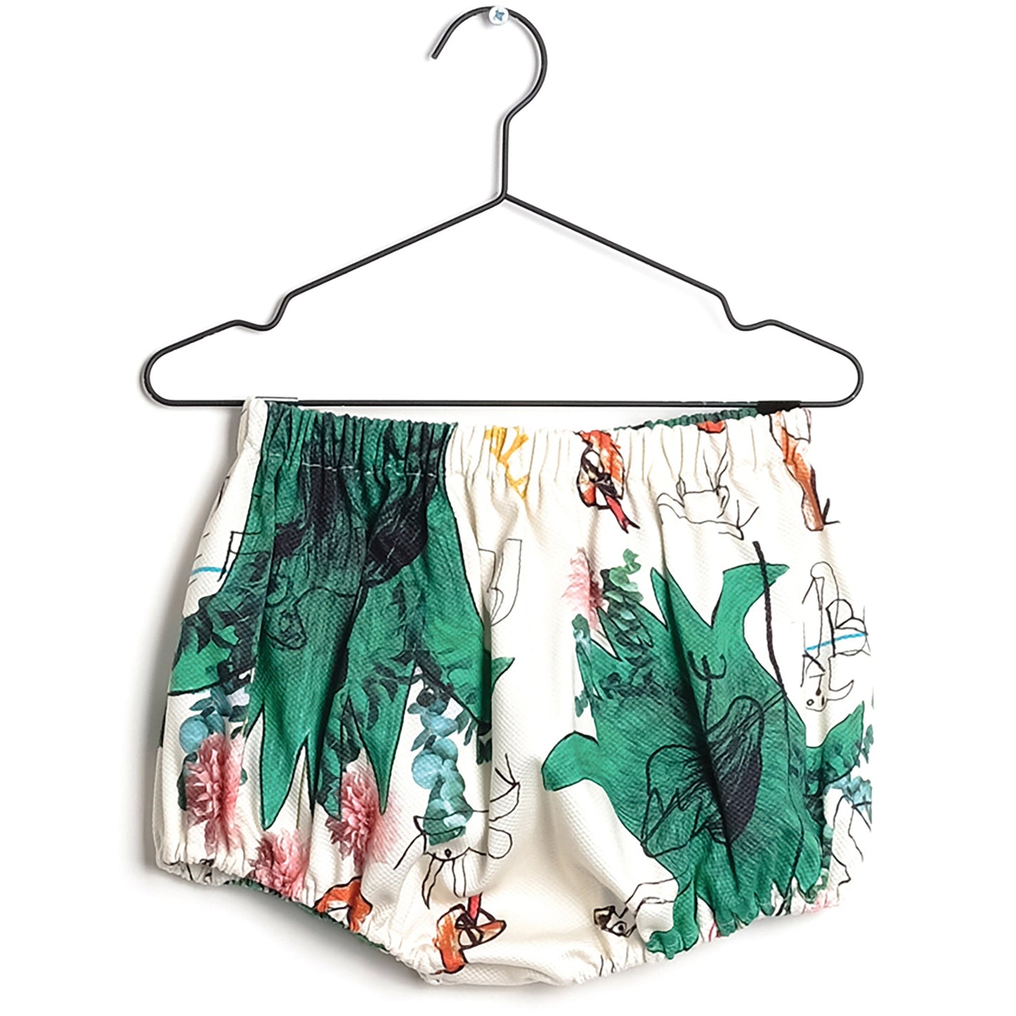 Girls Green Printed Cotton Shorts