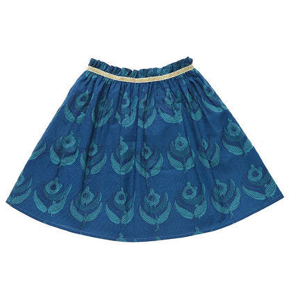 Girls Indigo Printed Trims Cotton 'Juno' Skirt