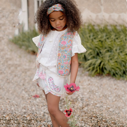 女童粉色刺绣双面马甲