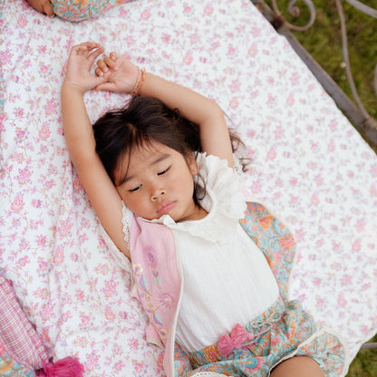 女童粉色刺绣双面马甲