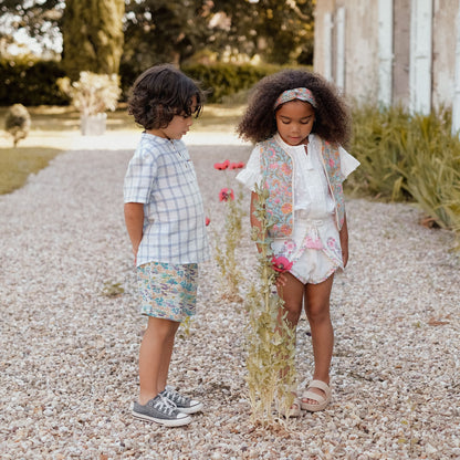 女童粉色刺绣双面马甲