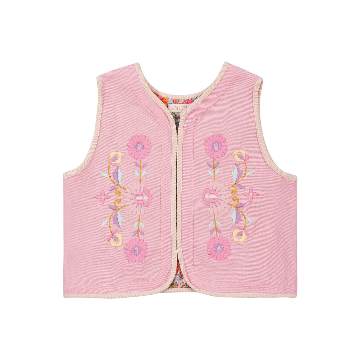 女童粉色刺绣双面马甲