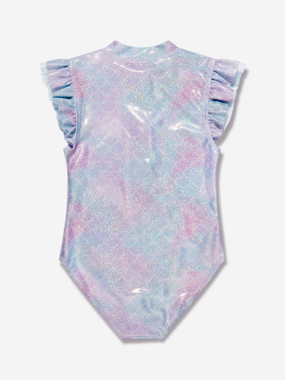 Soli Swim 女童金属美人鱼泳衣（UPF50+）蓝色