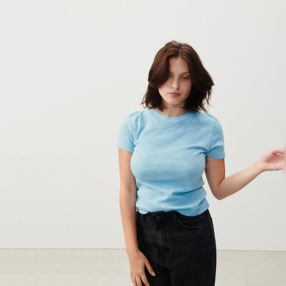 女士浅蓝色棉T恤