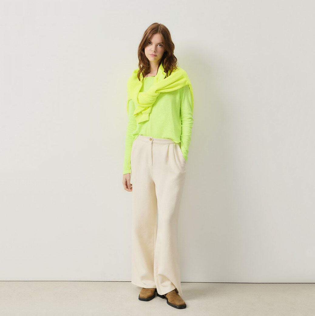 女士荧光绿色棉T恤