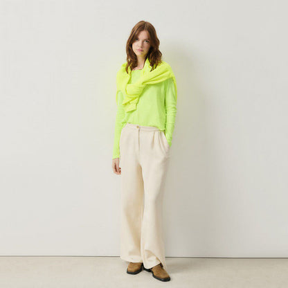 女士荧光绿色棉T恤