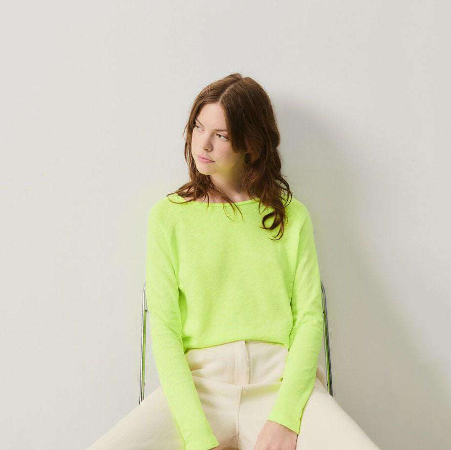 女士荧光绿色棉T恤