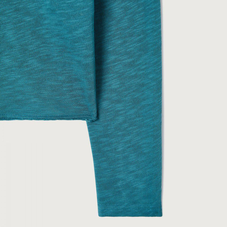 女士孔雀蓝色棉T恤