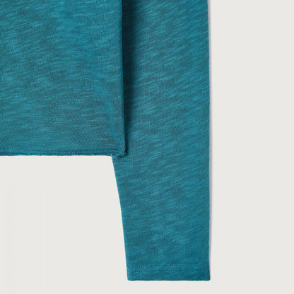 女士孔雀蓝色棉T恤