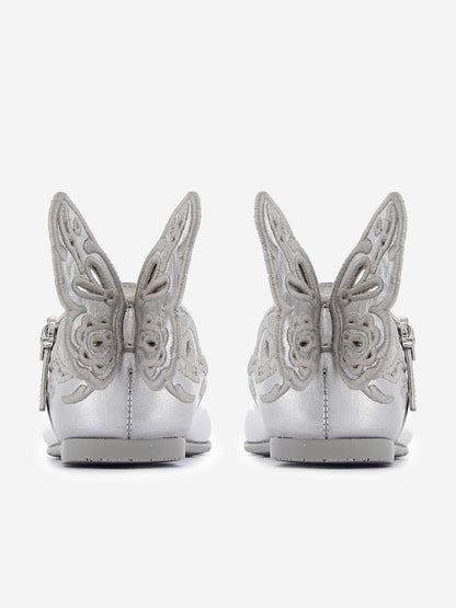 Sophia Webster Girls Chiara Broderie Flat in Silver
