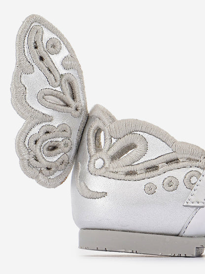 Sophia Webster Girls Chiara Broderie Flat in Silver