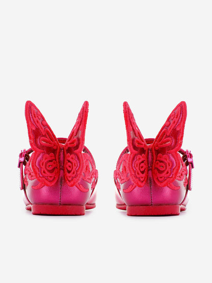 Sophia Webster Girls Chiara Broderie Flat in Pink