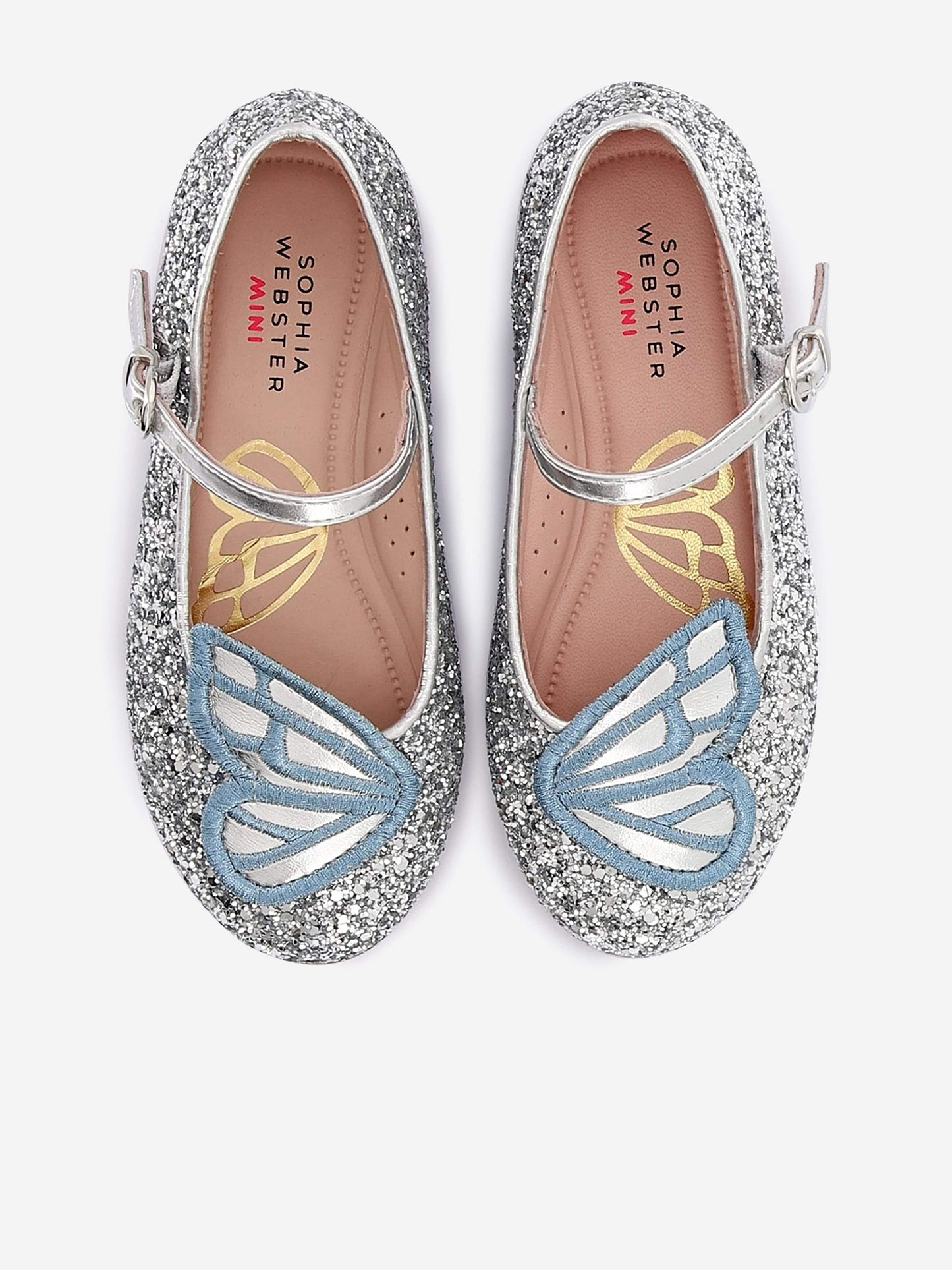 Sophia Webster Girls Butterfly Embroidery Flat in Blue