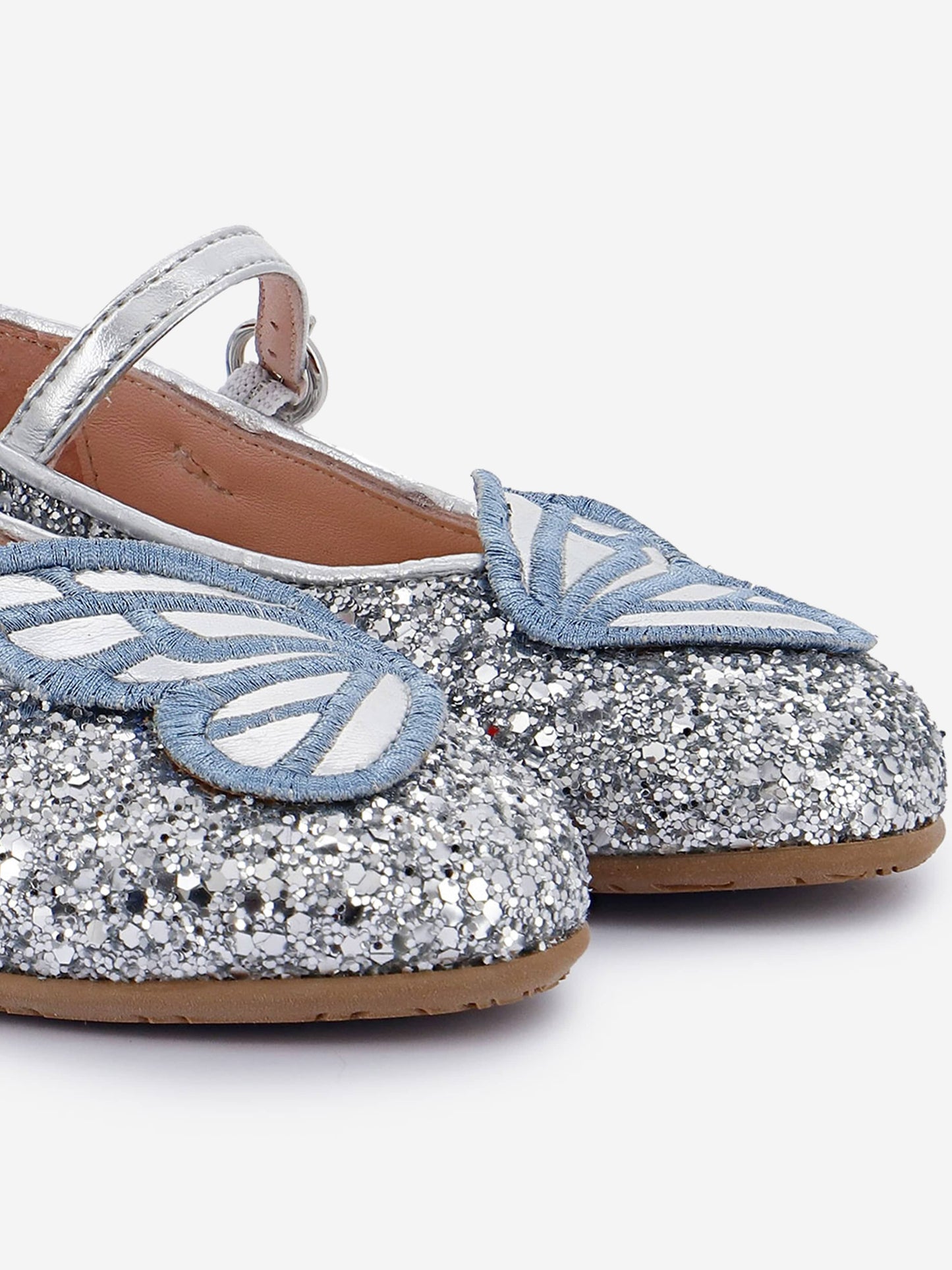 Sophia Webster Girls Butterfly Embroidery Flat in Blue