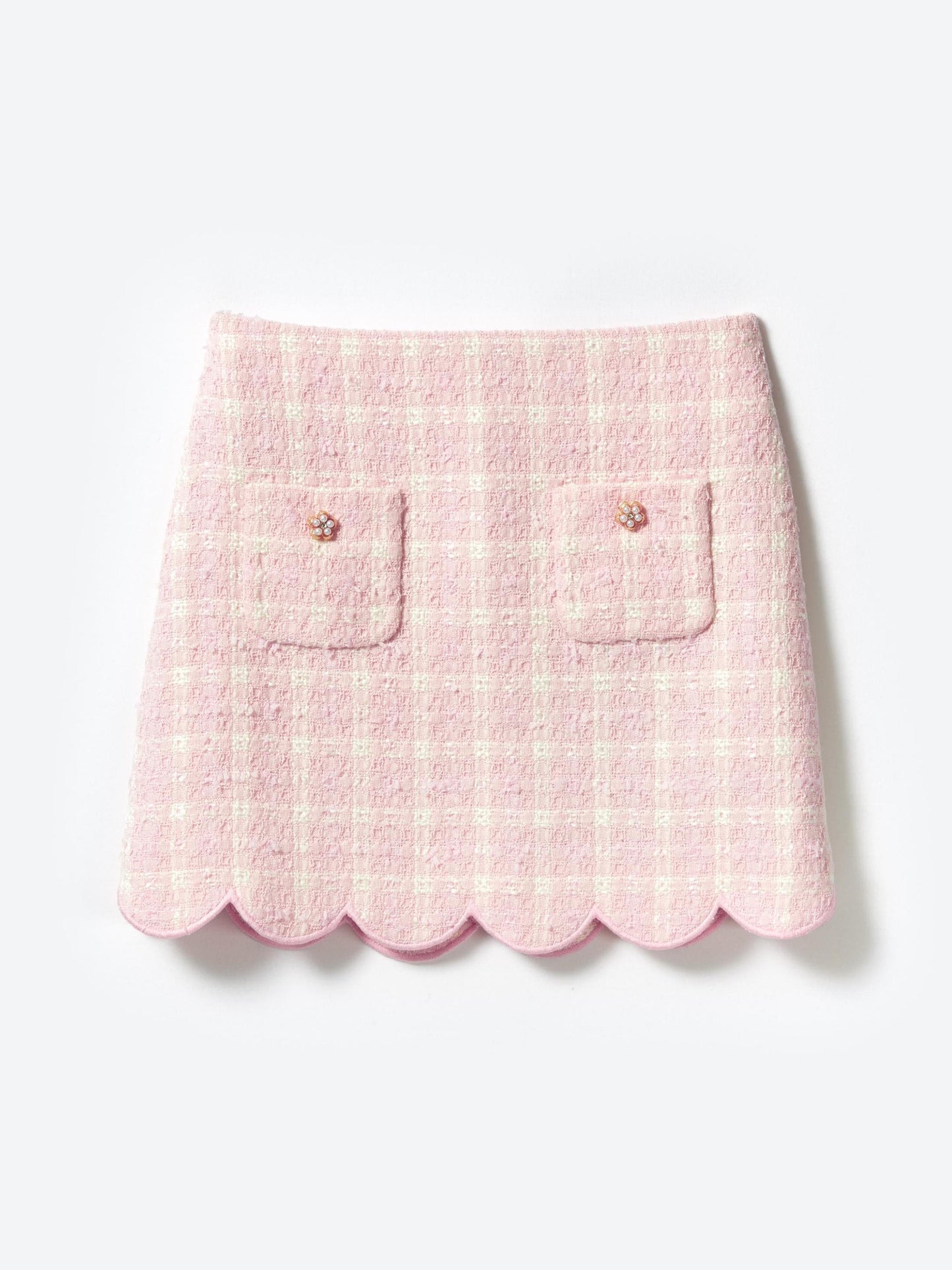 Self Portrait Girls 粉色格纹圈形短裙