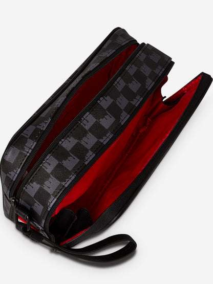 Sprayground Kids Drip Check Shark Toiletry Bag in Black (23cm)