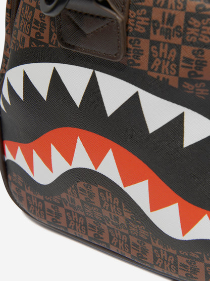 Sprayground Kids Sharks in Paris 格纹迷你行李袋（棕色）