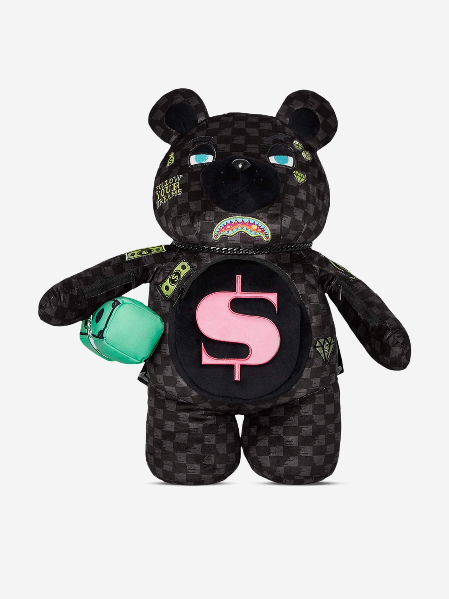 Kids Slime Takeover Teddy Bear Backpack in Black (46cm)