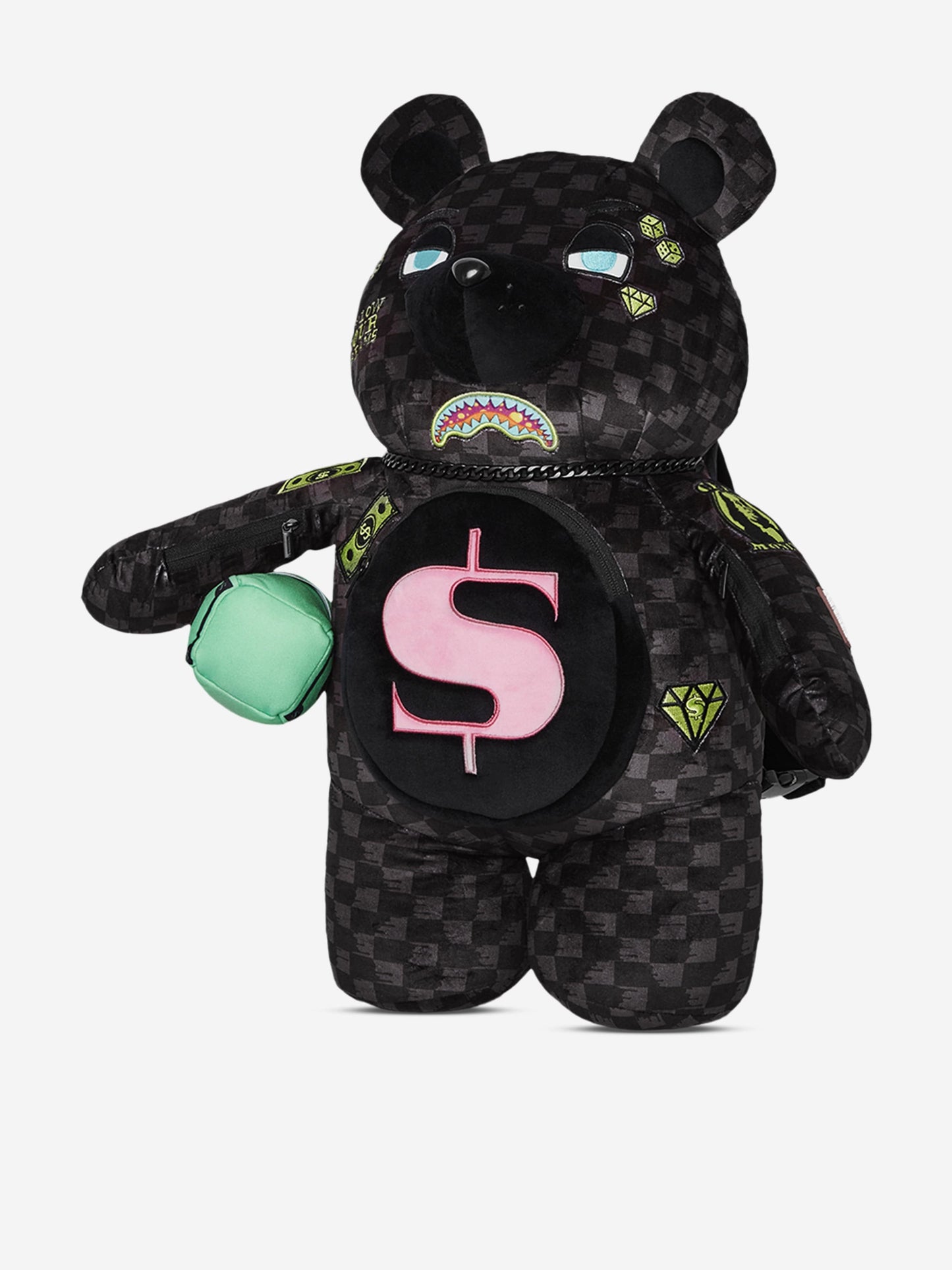Kids Slime Takeover Teddy Bear Backpack in Black (46cm)