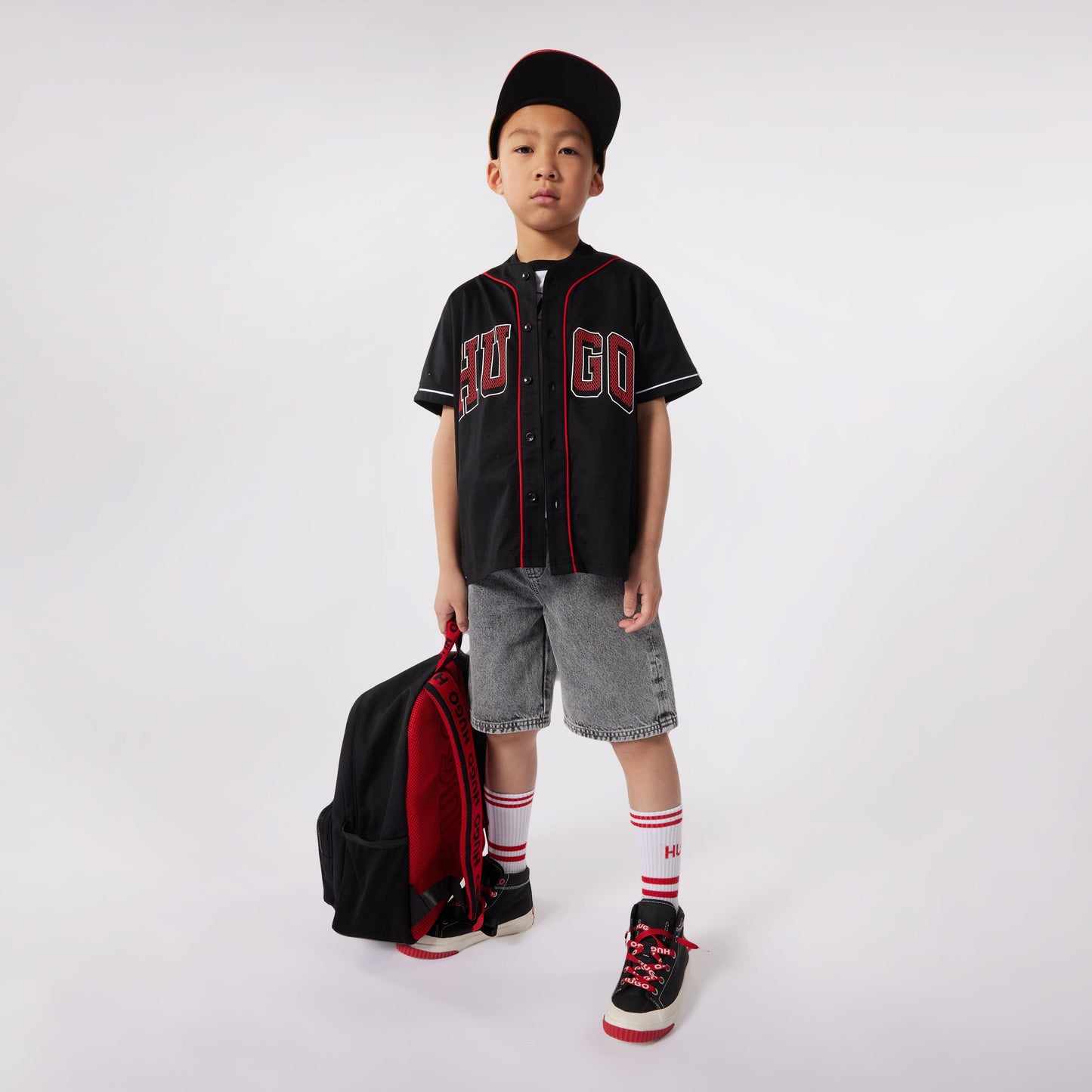 Hugo Boys 灰色牛仔百慕大短裤