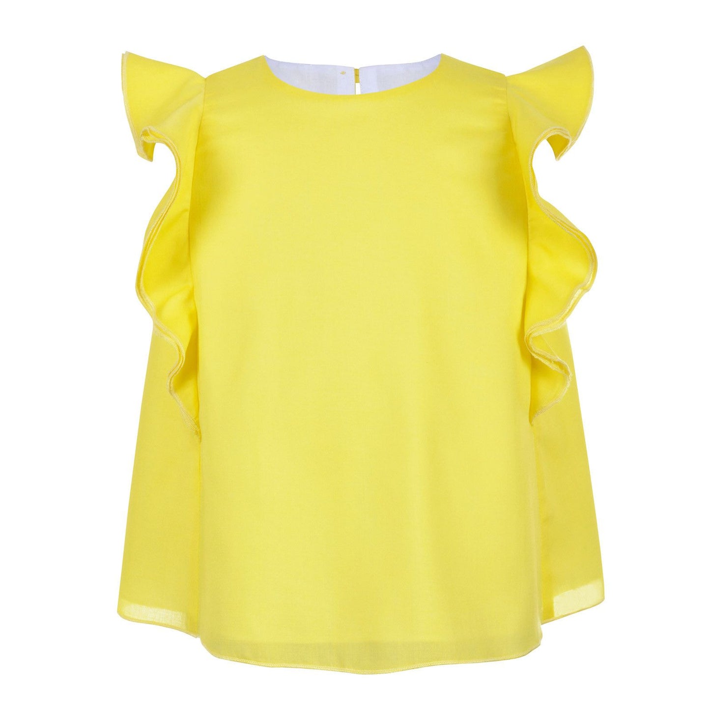 Girls Yellow Flutter Sleeve Swing Blouse
