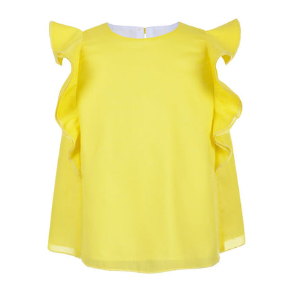 Girls Yellow Flutter Sleeve Swing Blouse