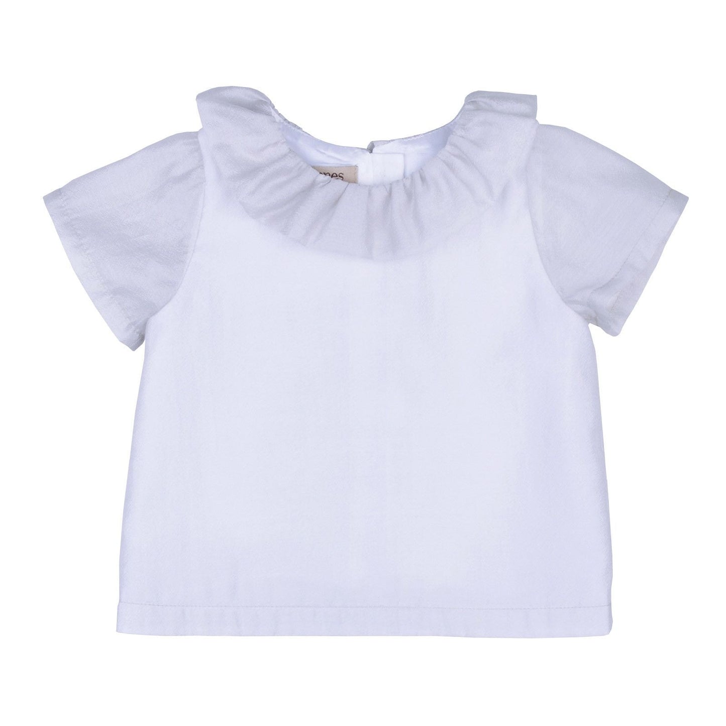 Baby Girls Whisper White Ruffle Neck Short Sleeve Blouse