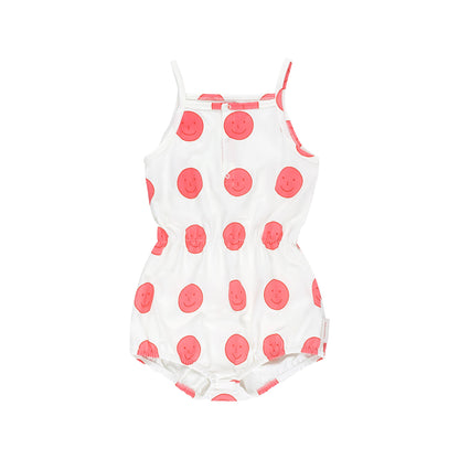 Girls White Pima Cotton Romper