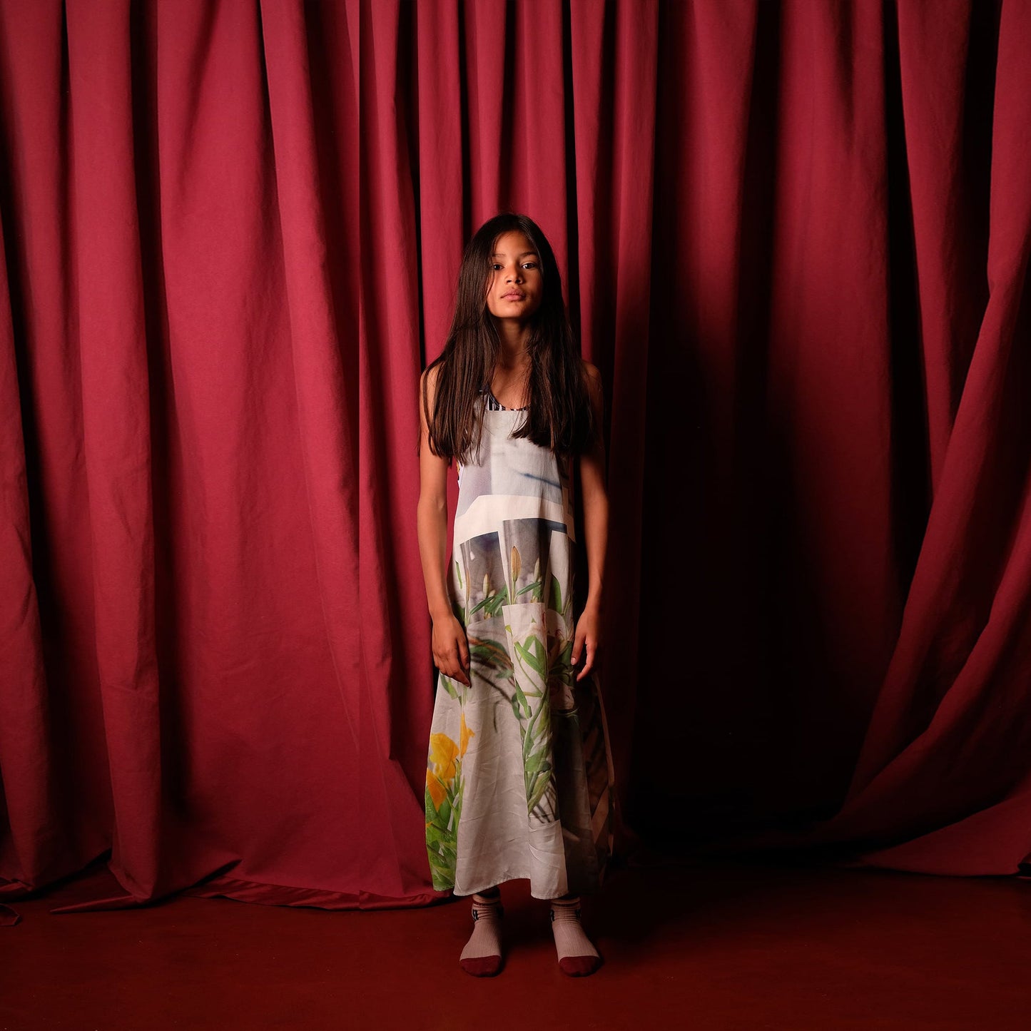 女童印花棉连衣裙